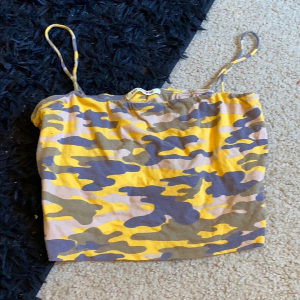 Yellow camouflage tank top